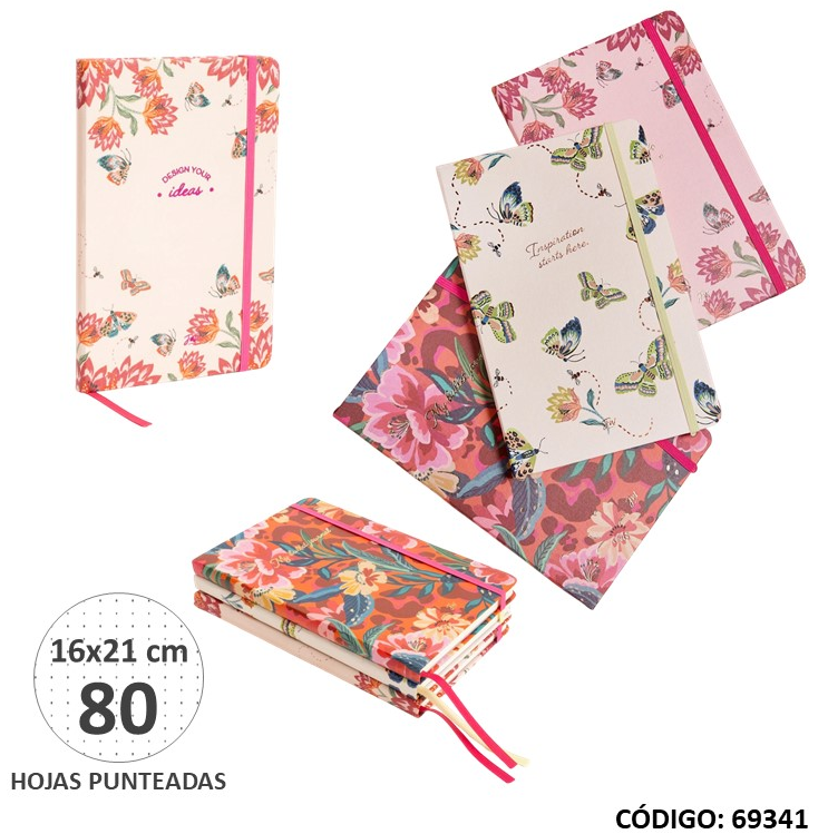 CUADERNO FW TAPA DURA 14X21cm. PUNTEADO X80hjs. (L69341)