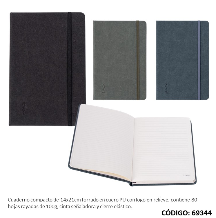CUADERNO FW TAPA DURA 14X21cm. B-PACK RAYADAS X80hjs. (L69344)