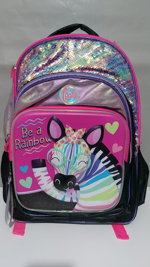 MOCHILA 18&quot; FOOTY CEBRA ARCO IRIS ESPALDA (L1471700)