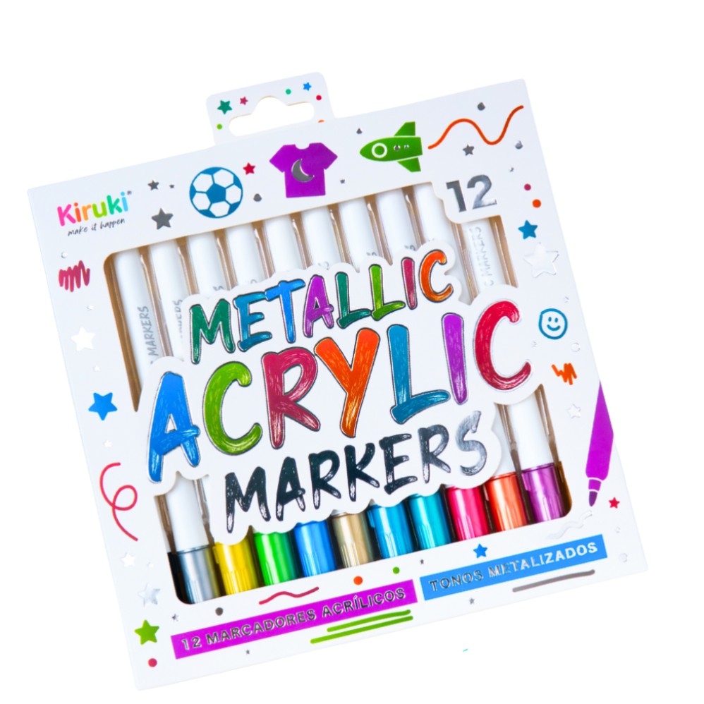 MARCADORES KIRUKI ACRILICO X12 COLORES METAL (L317200)