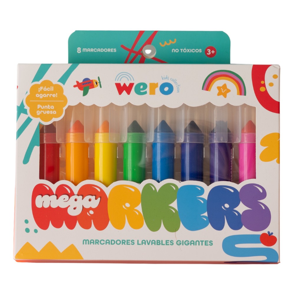 MARCADOR WERO PUNTA GRUESA X8 COLORES LAVABLES (L31653)