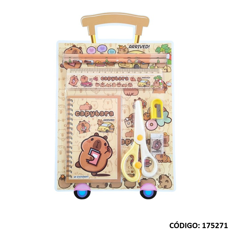 SET ESCOLAR MULTIPAPER CAPIBARA CON TIJERA 7 PIEZAS (L175271)