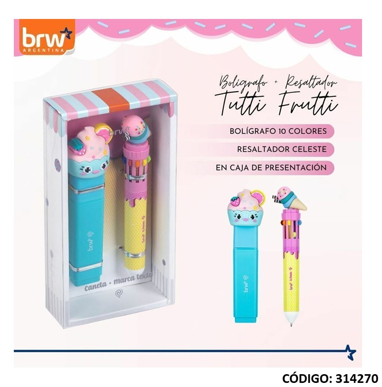 SET BOLIGRAFO BRW BORRABLE 10 COLORES + RESALTADOR (L314270)