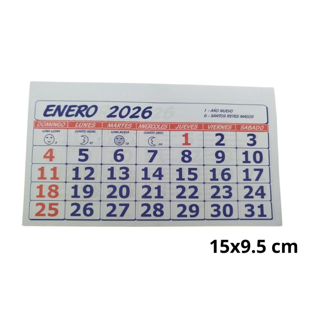 CALENDARIO MENSUAL 15X9.5cm. (L23398)