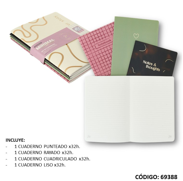 SET DE CUADERNOS FW 15X21cm. X4 (L69388)