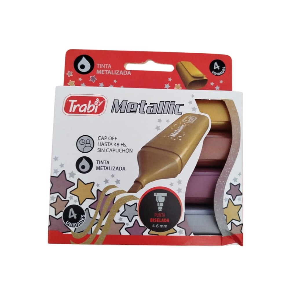 RESALTADOR TRABI METAL CHATO X4 COLORES (L32141)