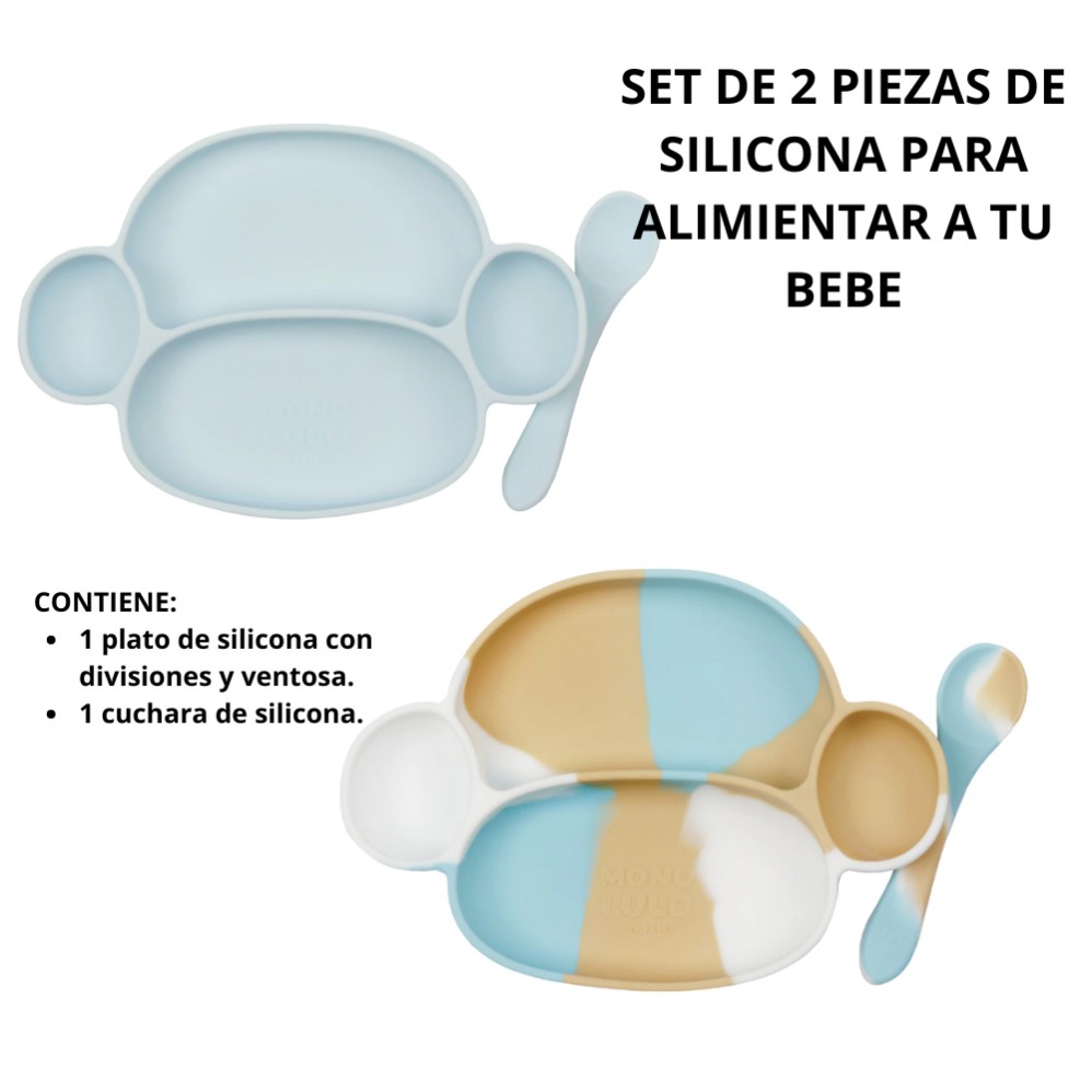 SET DE 2 PIEZAS DE SILICONA PARA ALIMENTAR BEBE (R32531)