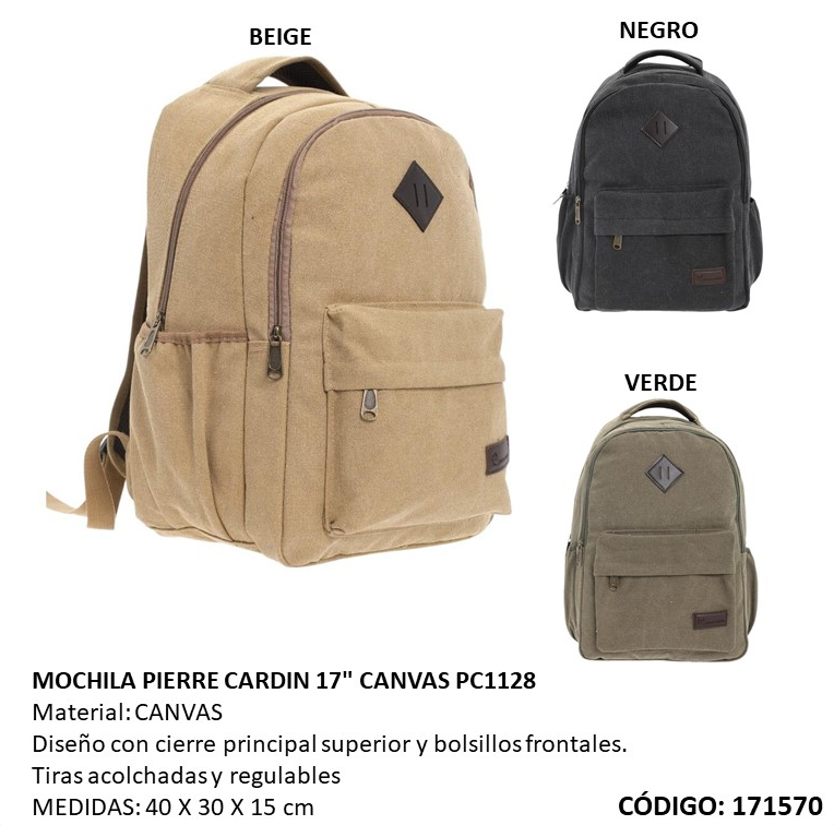 MOCHILA 17&quot; PIERRE CARDIN CANVAS (L171570)