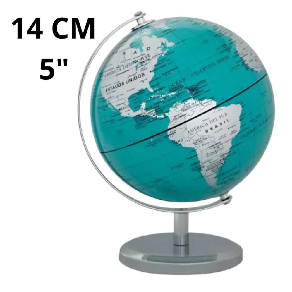 GLOBO TERRAQUEO 14cm. 143M TORNASOLADO BASE CROMADA (L32792)