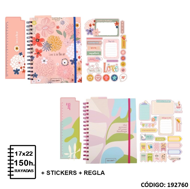 CUADERNO 17X22 IBI CRAFT RAYADO X150hjs. (L192760)