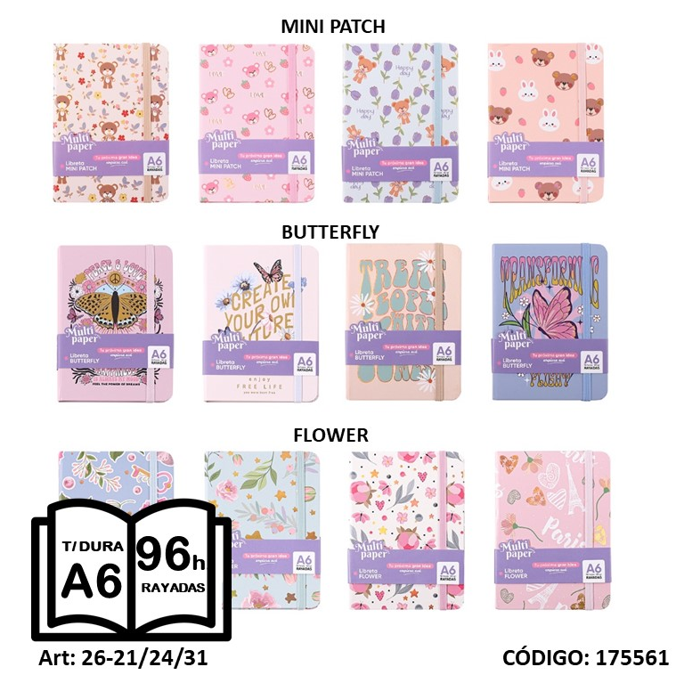 LIBRETA MULTIPAPER A6 TAPA DURA CON ELASTICO X96hjs. (L175561)