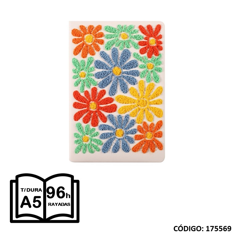 LIBRETA A5 MULTI PAPER TAPA DURA FABRIC FLOWER X96hjs. (L175569)
