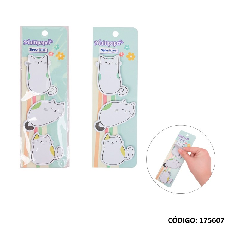 NOTA ADHESIVA MULTIPAPER GATOS 3X20hjs. (L175607)