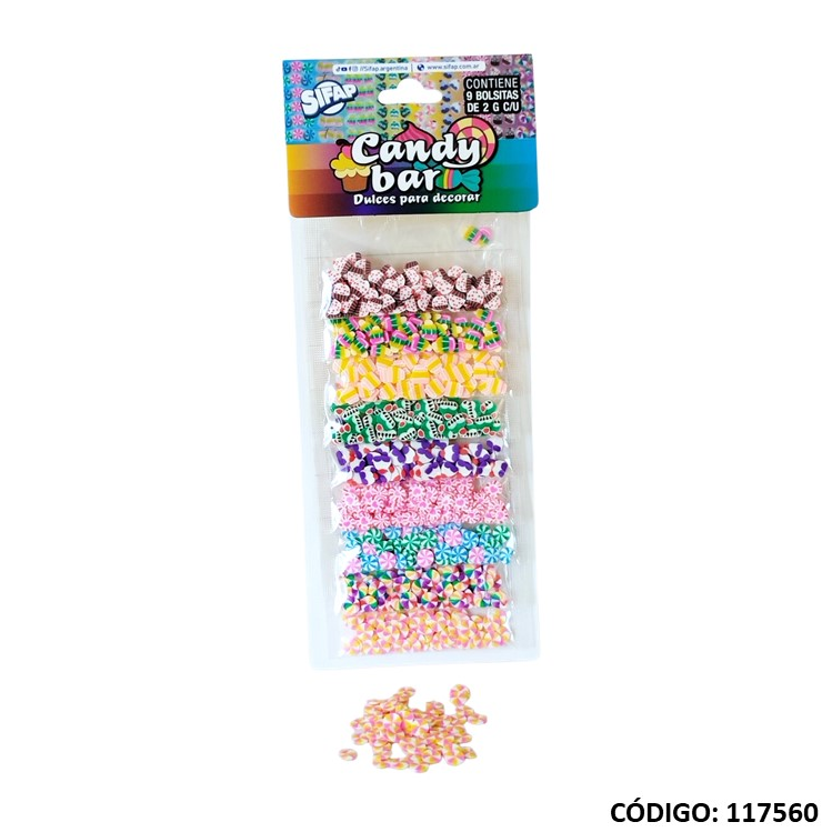 BRILLANTINA SIFAP CON FORMAS CANDY BAR X9 UNIDADES (L117560)