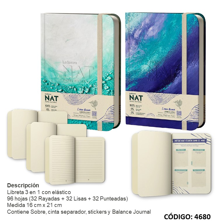 LIBRETA A5 LEDESMA NAT OCEAN 3 EN 1 X96hjs. (L4680