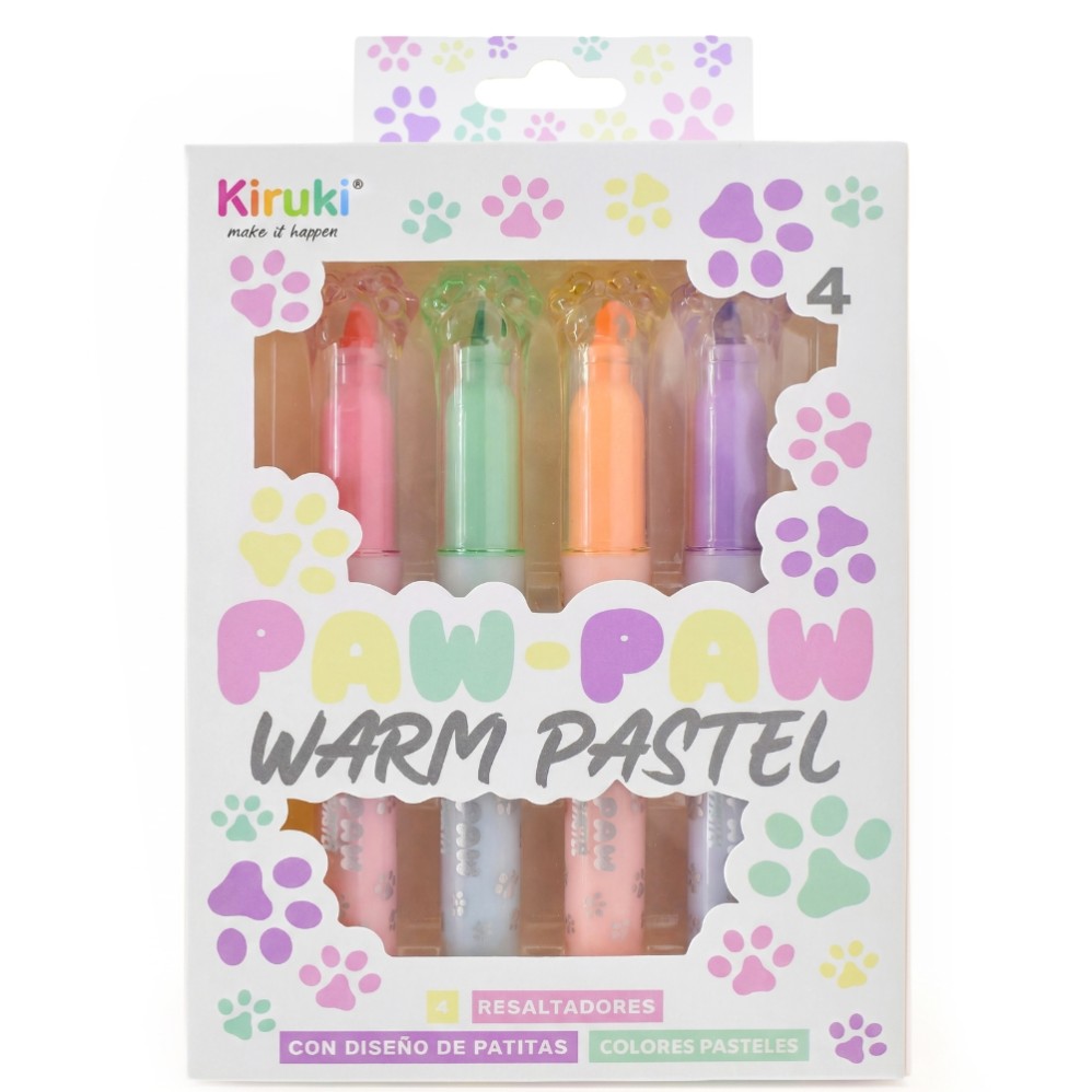 RESALTADOR KIRUKI PAW-PAW X4 COLORES PASTEL (L35624)