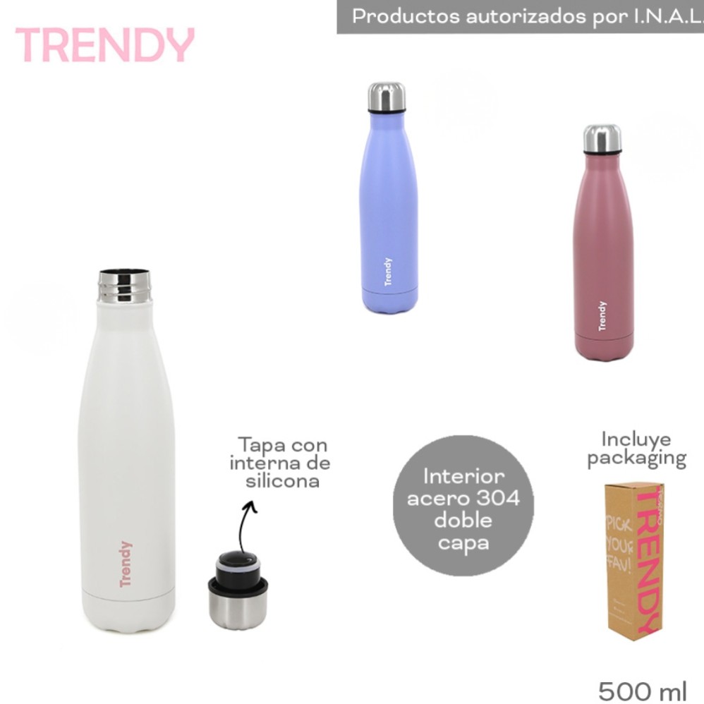 BOTELLA 500ml. TRENDY ACERO (R35415)