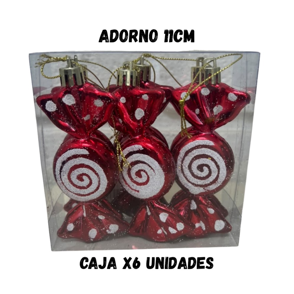 ADORNO NAVIDAD 11cm. CARAMELOS X6 UNIDADES (R 36134)