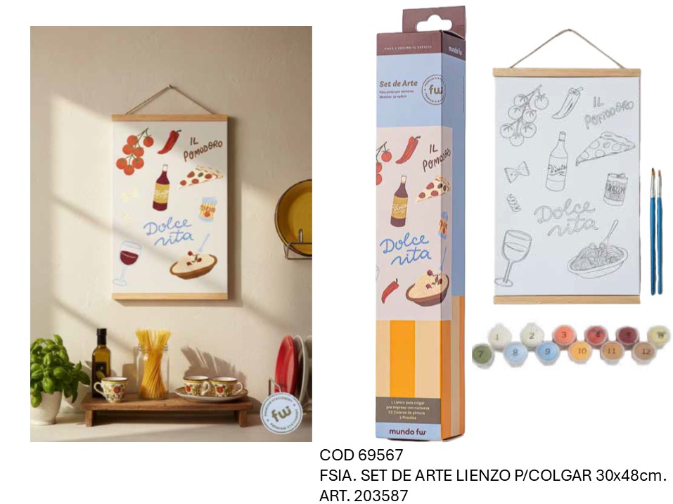 SET DE ARTE LIENZO PARA COLGAR 30X48cm. IL POMODORO (L69567)