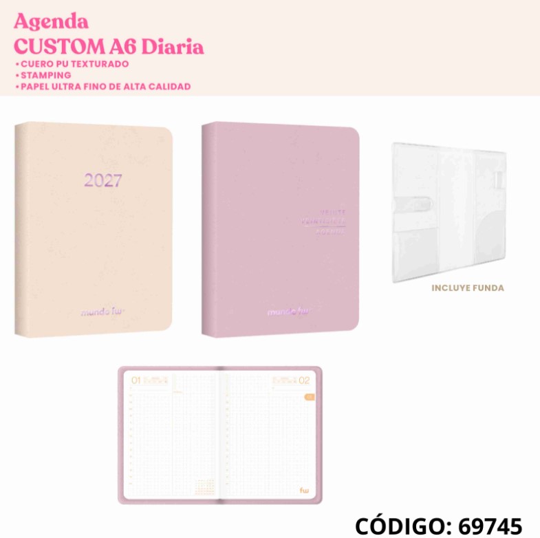 AGENDA 2027 FW 10.5X14.8cm. A6 DIA POR PAGINA CUSTOM (L 69745)