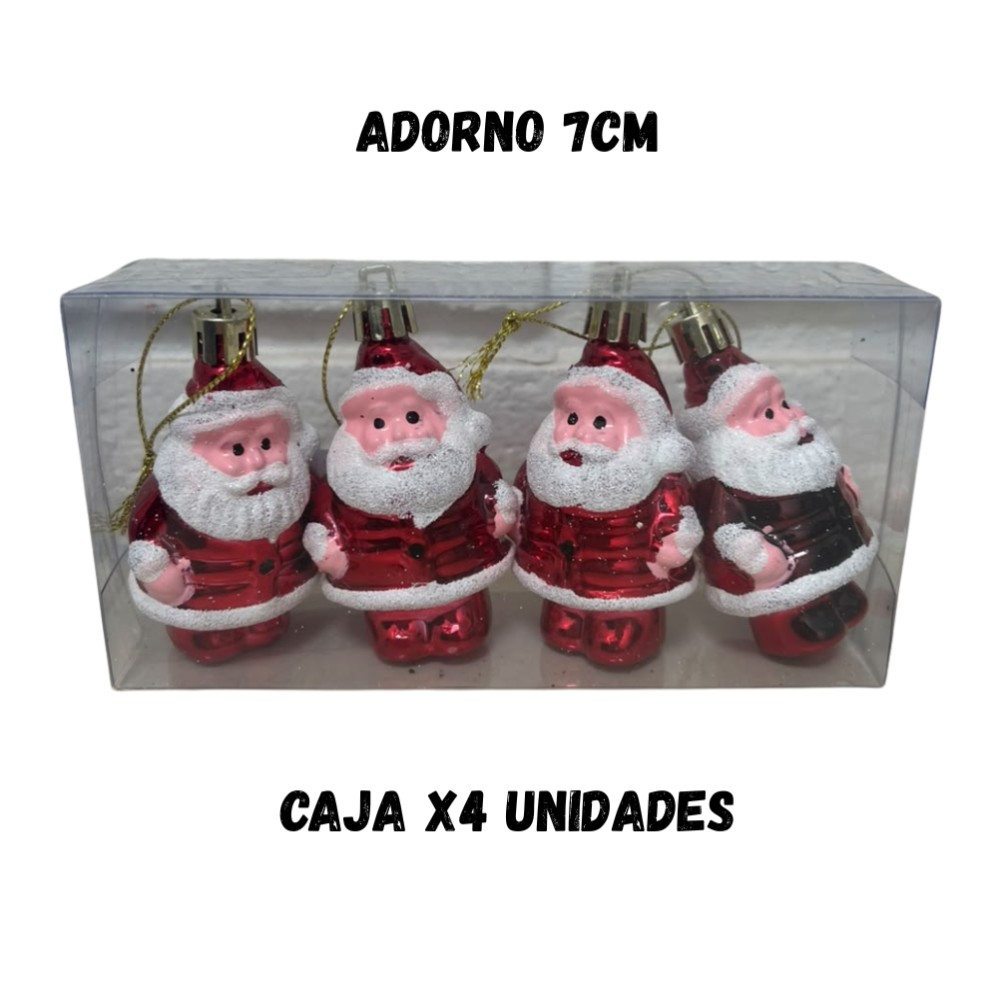 ADORNO NAVIDAD PAPA NOEL X4 UNIDADES 7cm. (R36136)