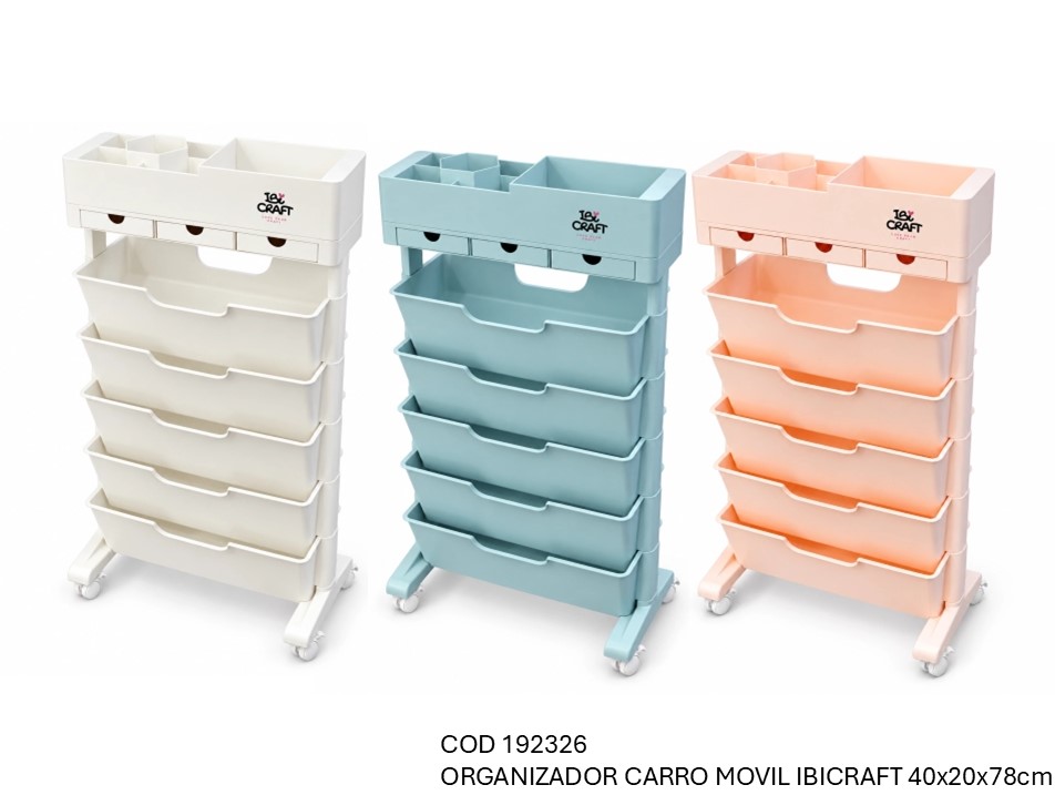 ORGANIZADOR IBI CRAFT CARRO MOVIL 40X20X78cm. (L192326)