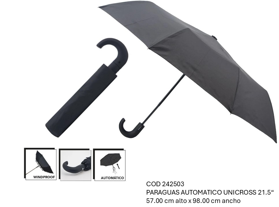 PARAGUAS UNICROSS 21.5" AUTOMATICO CORTO (R242503)