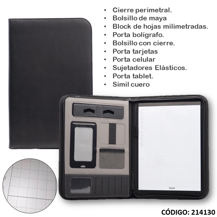 CARPETA OFICIO BIWO CON CIERRE Y BLOCK (L214130)