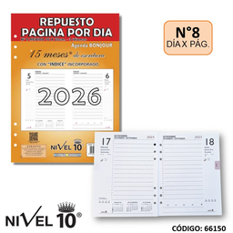 [L66150] REPUESTO AGENDA 2026 N8 BONJOUR DIA POR HOJA (L66150)