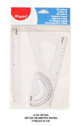 [L87490] SET GEOMETRIA MAPED REGLA ESCUADRA TRANSPORTADOR 20cm (L87490)