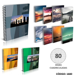 [L1680] CUADERNO ESPIRAL AMERICA MIS APUNTES CUADRICULADO x80hJS. (L1680)