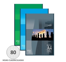 [L1870] BLOCK A4 AMERICA CUADRICULADO x80hjs. (L1870)