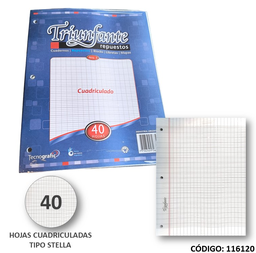 [L116120] REPUESTO N3 TRIUNFANTE STELLA CUADRICULADA x40h. (L116120)