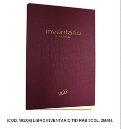 [L182040] LIBRO RAB INVENTARIO TAPA DURA  3 COLUMNAS 2M (L182040)