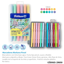[L29650] MARCADOR PELIKAN MARKANA PINCEL PASTEL X12 COLORES (L29650)