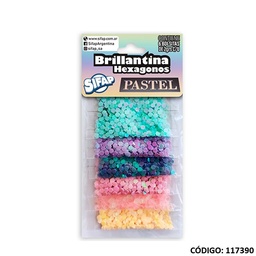 [L117390] BRILLANTINA SIFAP HEXAGONOS PASTEL X6 UNIDADES (L117390)