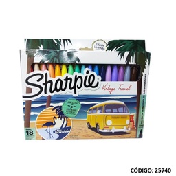 [L25740] MARCADOR SHARPIE FINO VINTAGE X18 COLORES (L25740)