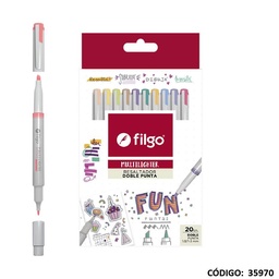 [L35970] RESALTADOR FILGO 2 PUNTAS MULTILIGHTER FUN X20 COLORES (L35970)