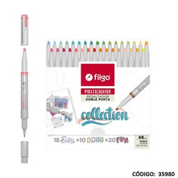 [L35980] RESALTADOR FILGO 2 PUNTAS MULTILIGHTER  SURTIDO X48 COLORES (L35980)