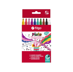 [L34168] MARCADOR FILGO PINTO BORRABLES X10 COLORES (L34168)