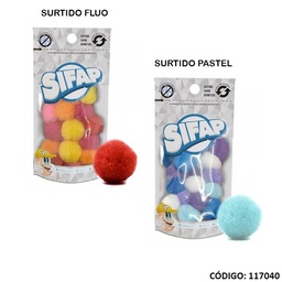 [L1170400] POMPONES SIFAP  20mm. PASTEL/FLUO x UNIDAD (L1170400)