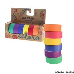 [L192230] CINTA WASHI TAPE IBI CRAFT x 6 UNIDADES RAINBOW (L192230)