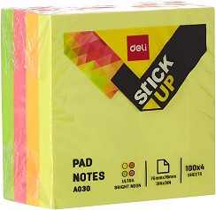 [L23734] STICK NOTAS DELI FLUO 76X76X400hjs. (L23734)