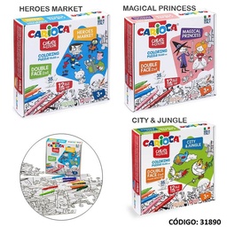 [L31890] SET CARIOCA PUZZLE ROMPECABEZAS PARA COLOREAR + MARCADORES (L31890)