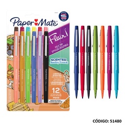 [L51480] MICROFIBRA PAPER MATE FLAIR PERFUMADA X12 COLORES (L51480)