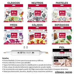 MARCADOR FILGO ALLOY DOBLE PUNTA X12 COLORES (L36330)