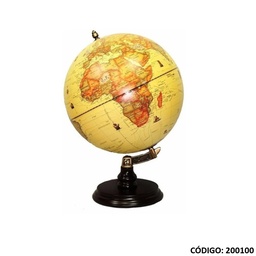 [L200100] GLOBO TERRAQUEO 25cm. ANTIGUO MADERA INCLINADO (L200100)