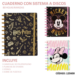 CUADERNO A4 MOOVING TAPA DURA A DISCOS LICENCIA X80hjs. RAYADO (L125600)