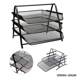 [L159100] BANDEJA MALLA METAL TRIPLE NEGRO (L159100)