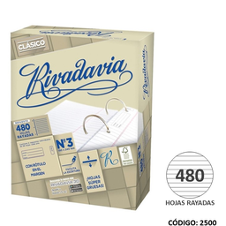 [L2500] REPUESTO N3 RIVADAVIA S/BANDA RAYADO x480hjs. (L2500)